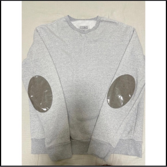 Maison Martin Margiela Gray Sweater with Tan Elbow Patches - Picture 1 of 3